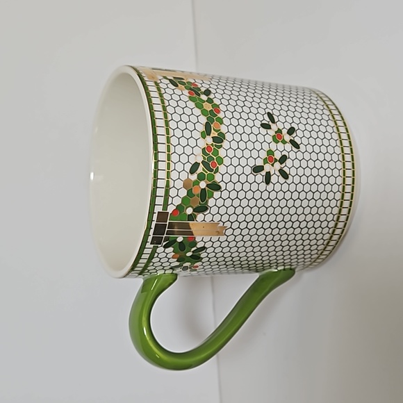 Anthropologie Limited Edition Festive bistro tile monogram mug initial F - Picture 4 of 8